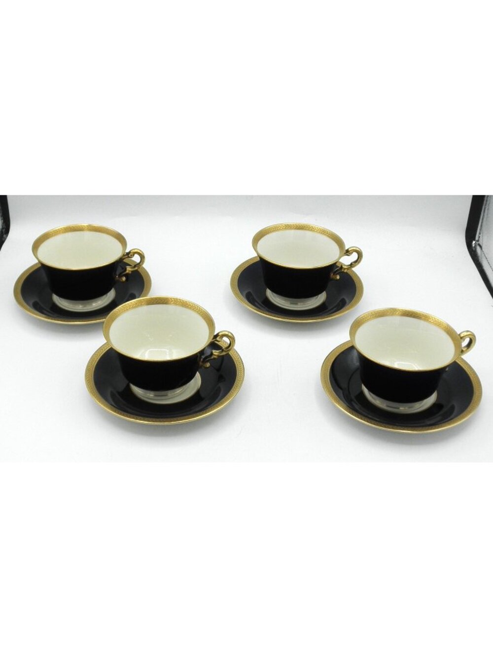Diane Cobalt Blue Band by Syracuse Footed Cup & Saucer Set of 4 Pattern SY DIACB